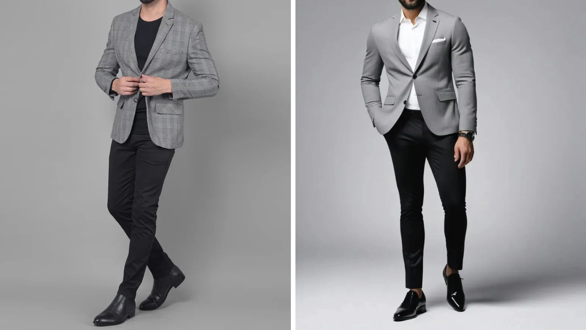Formal Grey Blazer Black Pants Combination