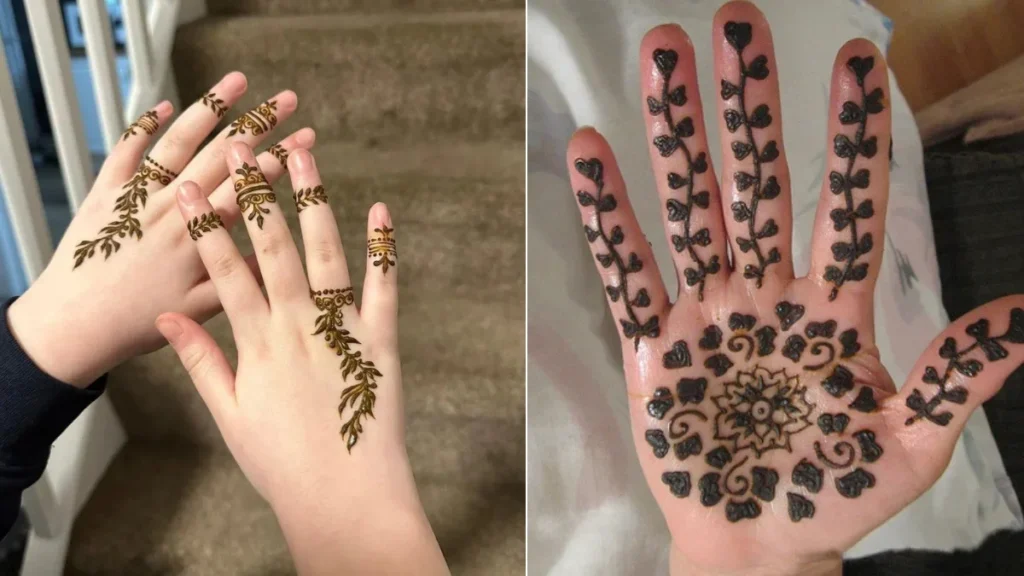 Cute Mehndi Designs for Kids Finger Mehndi
