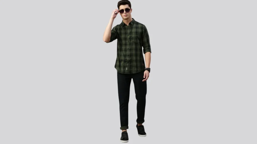 Top 7 Green Check Shirt Matching Pant Combination Ideas for Men Green Check Shirt with Black Pants