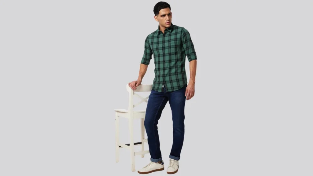Top 7 Green Check Shirt Matching Pant Combination Ideas for Men Green Check Shirt with Blue Jeans
