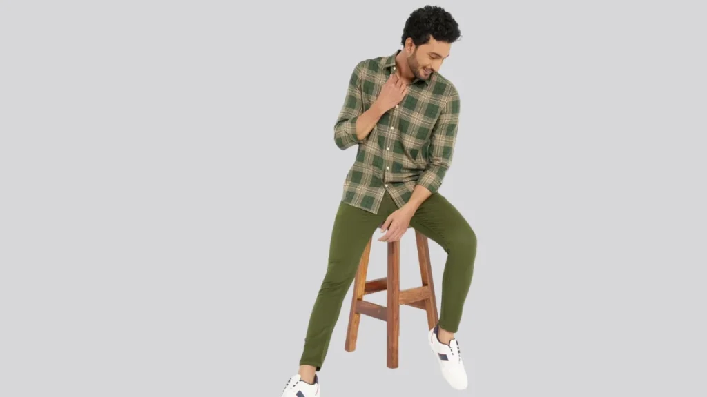 Top 7 Green Check Shirt Matching Pant Combination Ideas for Men Green Check Shirt with Olive Green Pants