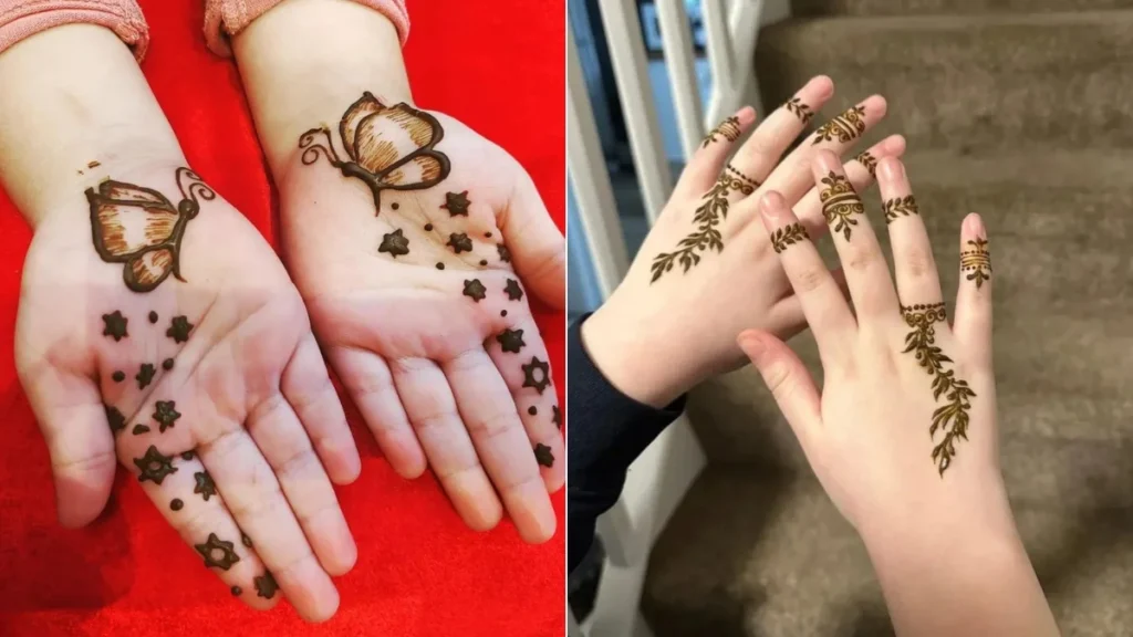 Cute Mehndi Designs for Kids Tiny Florals & Vines