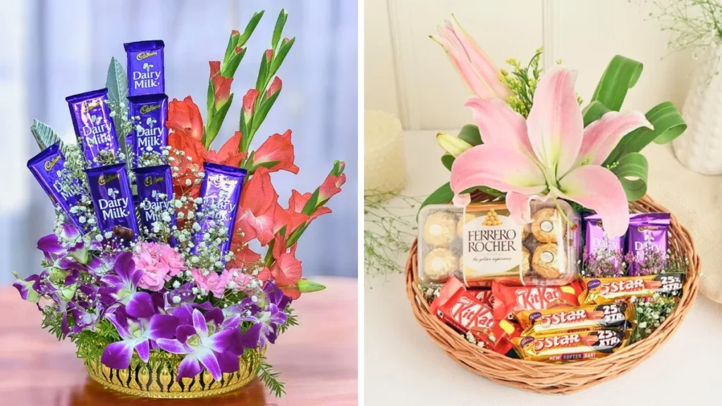 Top 10 Rakhi Gifts For Sister Chocolate and Flower Basket